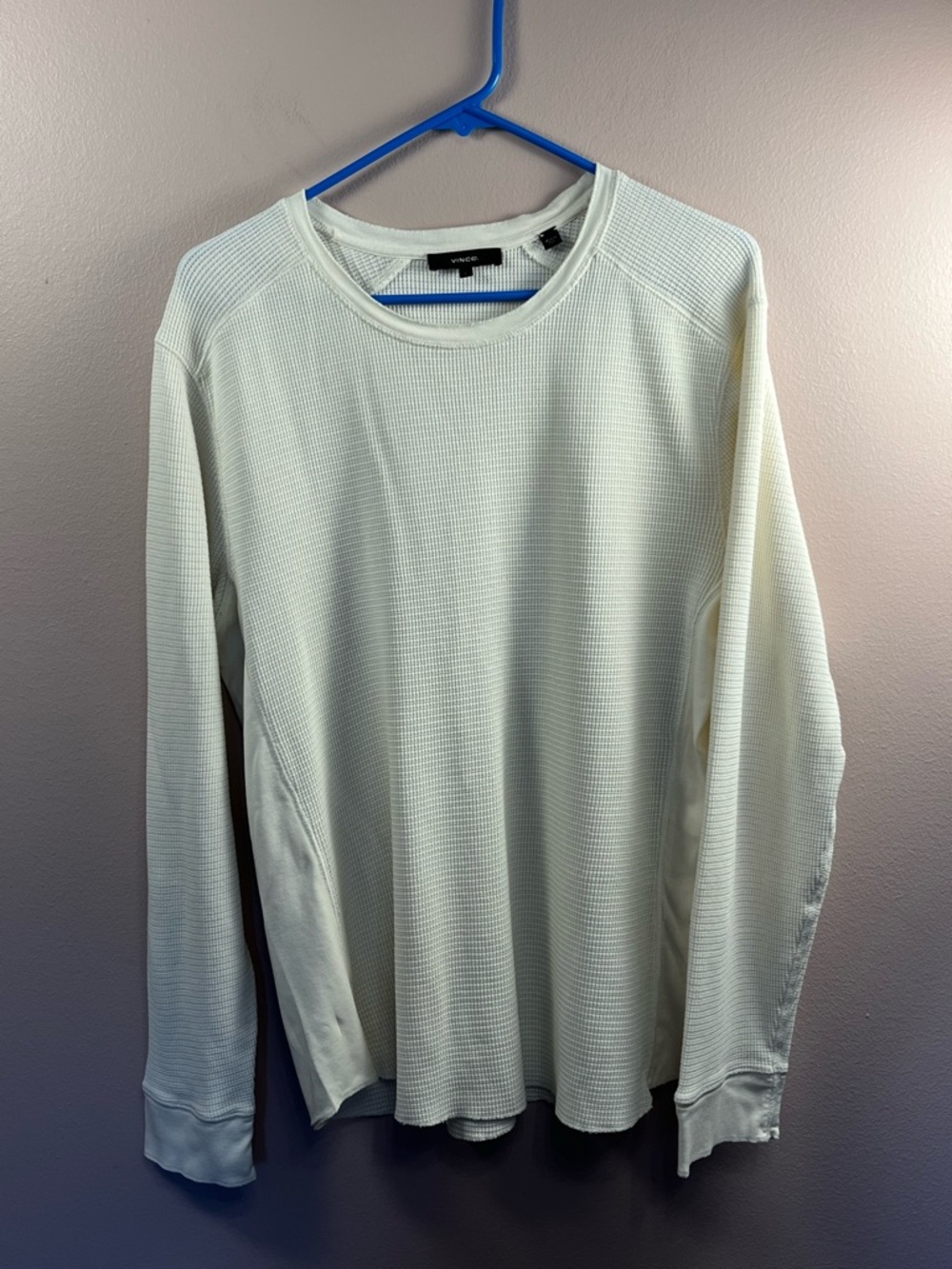 Vince White Waffle Knit Crewneck Top